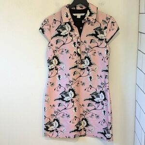 Diane Von Furstenberg Pink Black Wool Silk Mini Dress Size 6